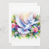 Invitation Aquarelle de colombes blanches mariages (Devant / Derrière)