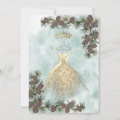 Invitation Aquarelle de cône de pin or tiara Quinceañera (Dos)