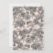 Invitation Aquarelle de Confetti Floral d'or noir Sweet 16 (Dos)