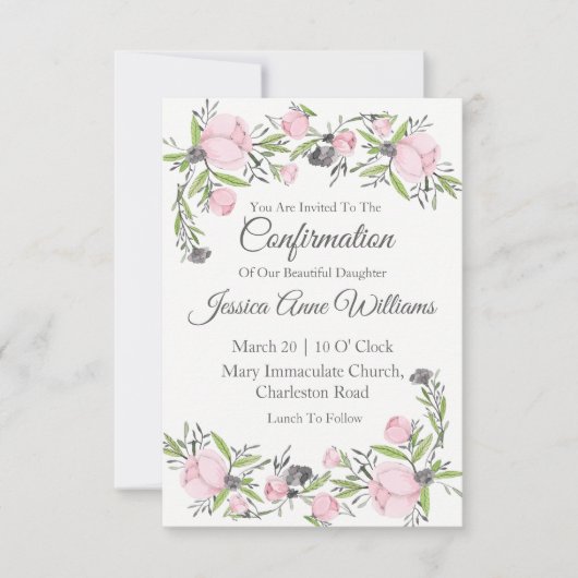 Invitation Aquarelle de confirmation (Devant)