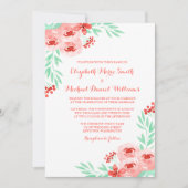 Invitation Aquarelle de corail et de menthe Mariage floral (Devant)