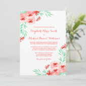 Invitation Aquarelle de corail et de menthe Mariage floral (Debout devant)