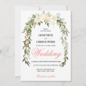 Invitation Aquarelle de corail Floral Élégant mariage Invitat (Devant)