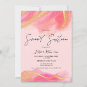 Invitation Aquarelle de corail rose or parties scintillant ph (Devant)