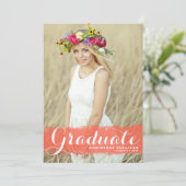 Invitation Aquarelle de corail Splash Photo Graduation (Debout devant)