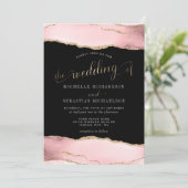 Invitation Aquarelle de couleur or rose pâle Elegant Mariage  (Debout devant)