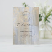 Invitation aquarelle de couronne bleu roux rustique | Confirm (Debout devant)