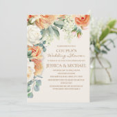 Invitation Aquarelle de crème de pêche Couple floral Douche (Debout devant)