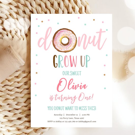 Invitation Aquarelle de croissance de beigne Notre douce fill