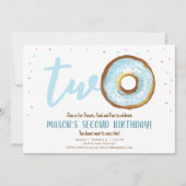 Invitation Aquarelle de Donut deux garçon doux deuxième anniv (Devant)