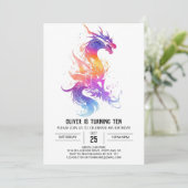 Invitation Aquarelle de dragon mythique mignonne (Debout devant)