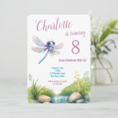 Invitation Aquarelle de dragonfly mignonne Anniversaire de fi (Debout devant)