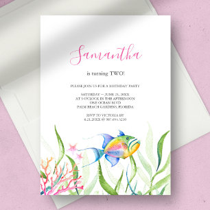 Invitation Aquarelle de fête d'anniversaire de la fille de po