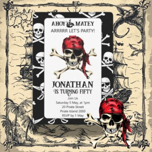 Invitation aquarelle de fête d'anniversaire de pirates
