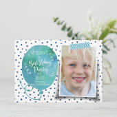 Invitation Aquarelle de fête d'anniversaire | garçon d'invita (Debout devant)