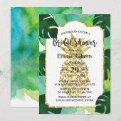 Invitation Aquarelle de Fête des mariées d'ananas tropicale (Devant / Derrière)
