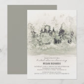 Invitation Aquarelle de Fête des mariées de bois rustique (Devant / Derrière)