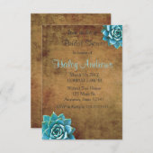 Invitation Aquarelle de Fête des mariées Succulente Rustique  (Devant / Derrière)