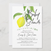 Invitation Aquarelle de feuille de citron rustique Baby showe (Devant)