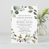 Invitation Aquarelle de feuille de verdure Mariage moderne (Debout devant)