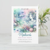 Invitation Aquarelle de fille de sirène magique (Debout devant)