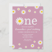 Invitation Aquarelle de Fleur Chamomille Rouge Premier annive (Devant)