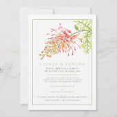 Invitation Aquarelle de fleur de Grevillea mariage vert blanc (Devant)