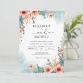 Invitation Aquarelle de fleurs de corail Mariage (Debout devant)