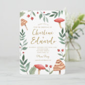 Invitation Aquarelle de forêt de bois Mariage de champignon (Debout devant)