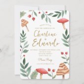 Invitation Aquarelle de forêt de bois Mariage de champignon (Devant)
