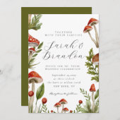 Invitation Aquarelle de forêt de bois Mariage de champignon (Devant / Derrière)