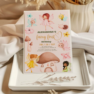 Invitation Aquarelle de forêt Végétation Fée Premier annivers