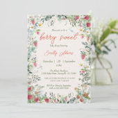 Invitation Aquarelle de fraise Baby shower neutre selon le se (Debout devant)