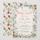 Invitation Aquarelle de fraise Baby shower neutre selon le se (Devant / Derrière)