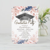 Invitation Aquarelle de graduation Cap, Fleurs Graduation (Debout devant)
