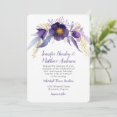 Invitation Aquarelle de Hellebore pourpre et or Floral (Debout devant)