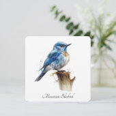 Invitation Aquarelle de jolie petite merlette bleue de montag (Debout devant)