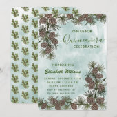 Invitation Aquarelle de la branche de pin Quinceañera (Devant / Derrière)