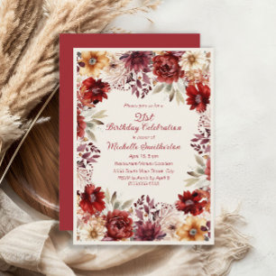 Invitation Aquarelle de la crème bourguignonne Floral 21e ann