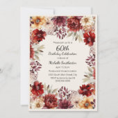 Invitation Aquarelle de la crème bourguignonne Floral 60e ann (Devant)