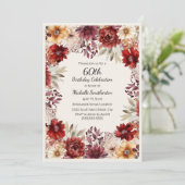 Invitation Aquarelle de la crème bourguignonne Floral 60e ann (Debout devant)