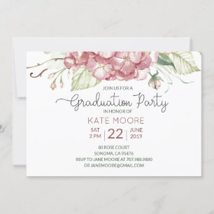 Invitation Aquarelle de la fête de graduation Floral