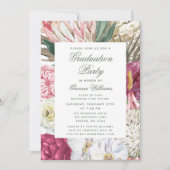 Invitation Aquarelle de la fête de graduation Floral Grad Gra (Devant)