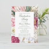 Invitation Aquarelle de la fête de graduation Floral Grad Gra (Debout devant)