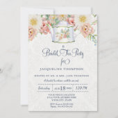 Invitation Aquarelle de la fête du thé nuptiale rose n blanc  (Devant)