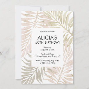 Invitation Aquarelle de la feuille de palme sèche tropicale B