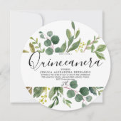 Invitation Aquarelle de la feuille verte moderne Quinceanera (Devant)