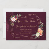 Invitation Aquarelle de la Flore rouge de Bourgogne Sauvez la (Devant)