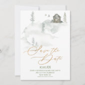 Invitation Aquarelle de la forêt de pins rustique Sauvez la d (Devant)