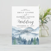 Invitation Aquarelle de la forêt de Rustic Mountains (Debout devant)